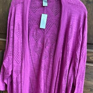 NWT Catherines Vibrant Pink Women's Cardigan Sweater 3X